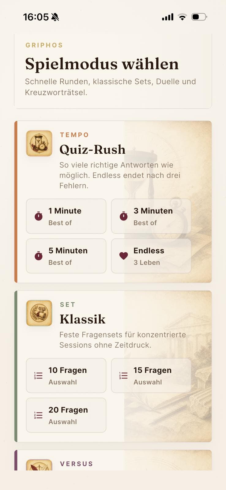 Vier Spielmodi