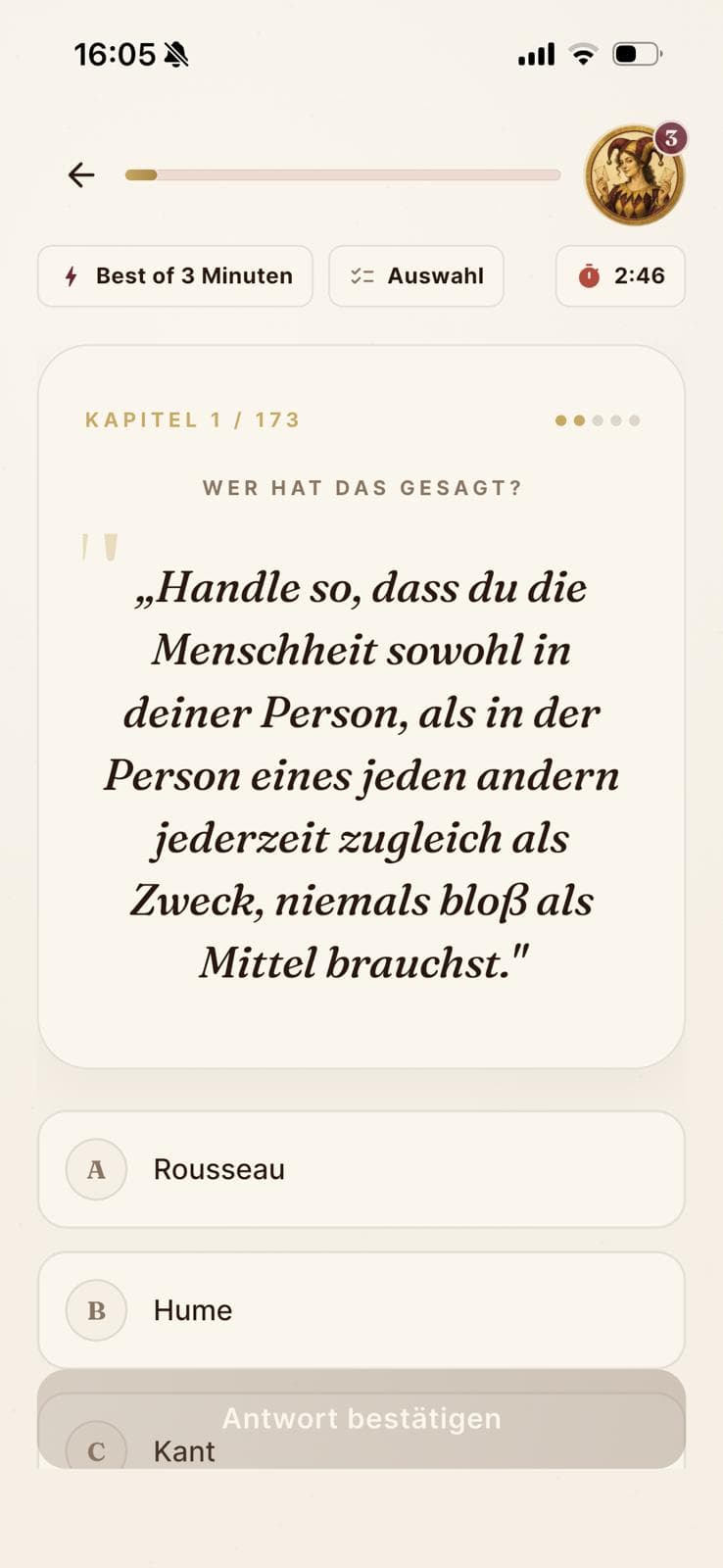 Griphos Quiz-Screen: Wer hat das gesagt?